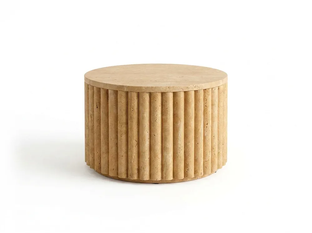 Round fluted stone side table