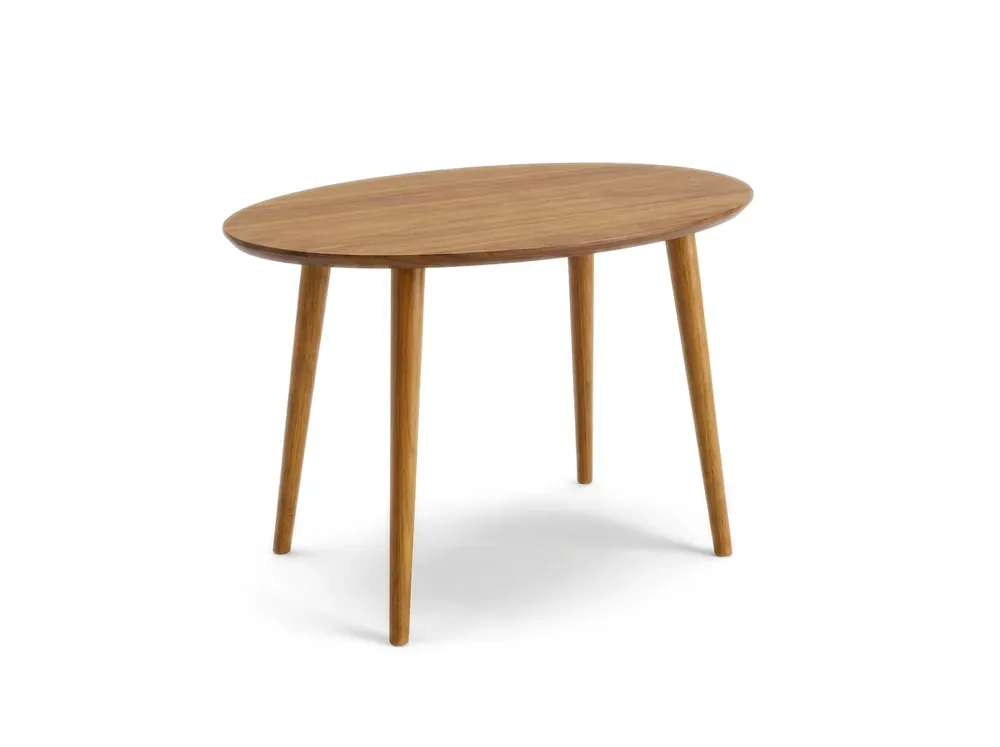 Oval walnut side table on slim tapered legs