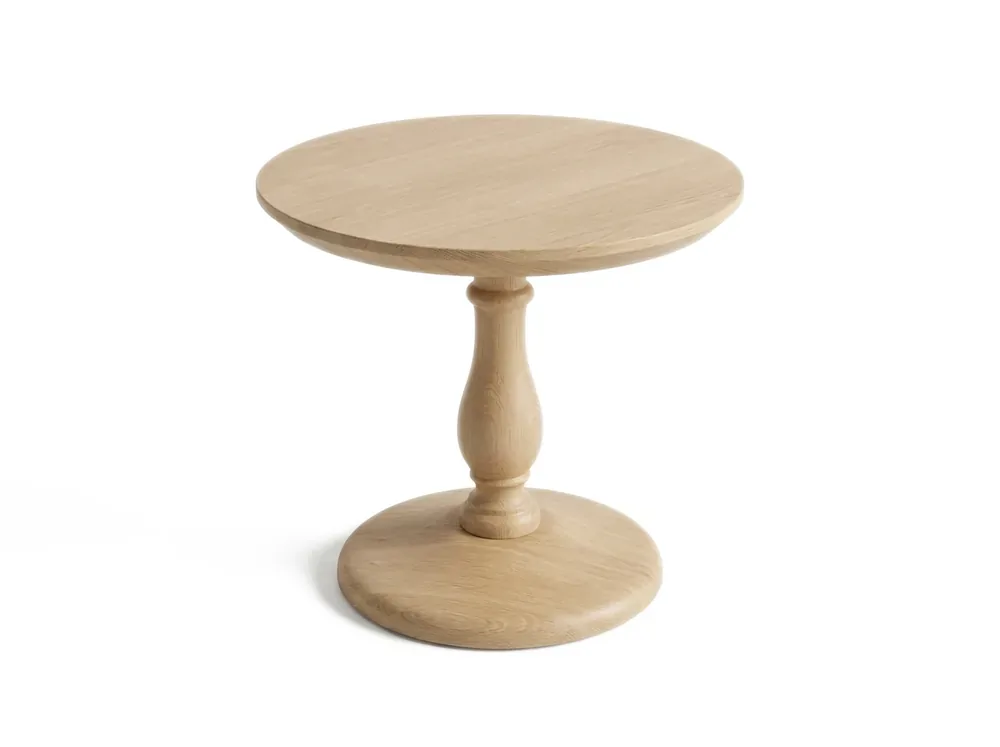 Round oak pedestal side table